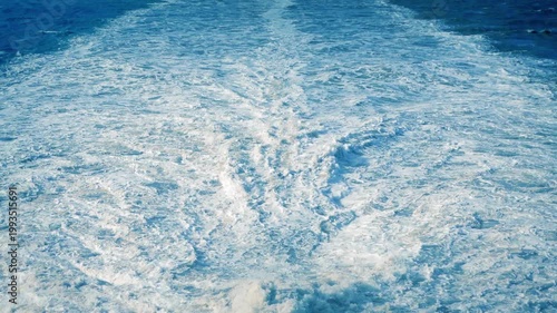 Ship Back View Of Large Churning Wake
