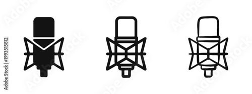 Professional Condenser Microphone with Shock Mount Icon Set
