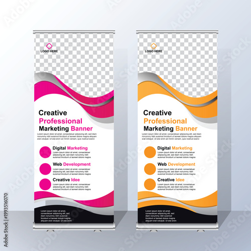 Tableau sur toile Creative marketing agency rollup banner design template