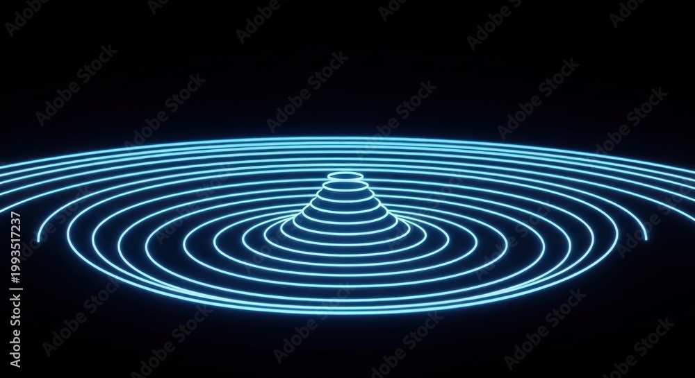 Fototapeta premium Abstract illustration of a glowing blue wave like pattern on a dark background