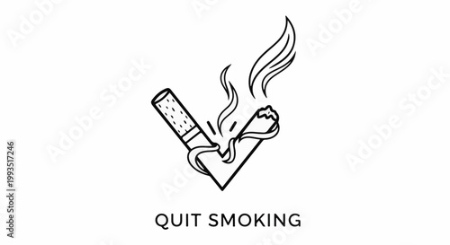 A black and white graphic shows a cigarette being put out, with smoke rising