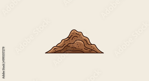 A brown, stylized illustration of a pile of dirt with a light background