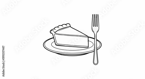 A slice of pie sits on a plate next to a fork, ready to eat