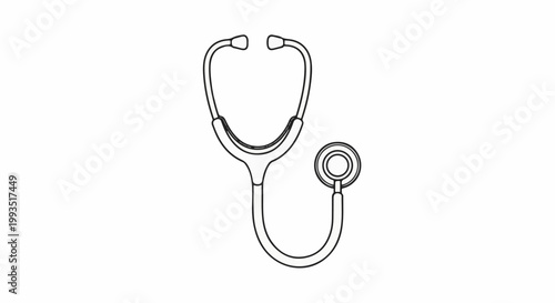 A simple line drawing of a medical stethoscope against a white background