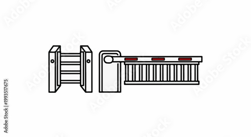 Stylized illustration of a security barrier with posts and red highlights
