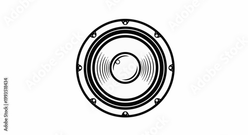 Stylized black and white illustration of a speaker