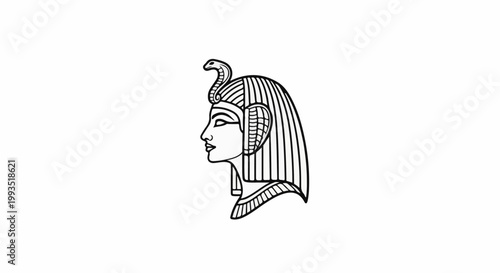 Stylized profile of a queen with headdress and cobra