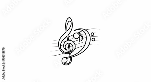Combination of treble and bass clefs on musical staff lines