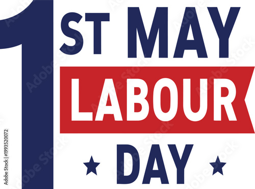 May day celebration graphic with bold text and patriotic colors