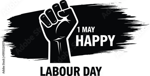 A raised fist symbolizes solidarity for international labour day celebration