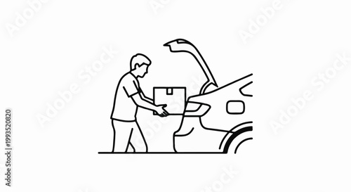 Person loading a box into the trunk of a car