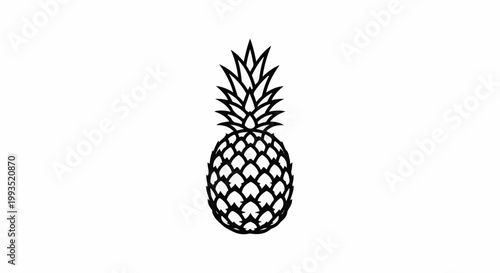 Minimalist outline of a pineapple with a crown of spiky leaves