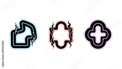 Abstract geometric symbols and shapes set with geometric abstract elements contours collection minimalist creative composition decoration