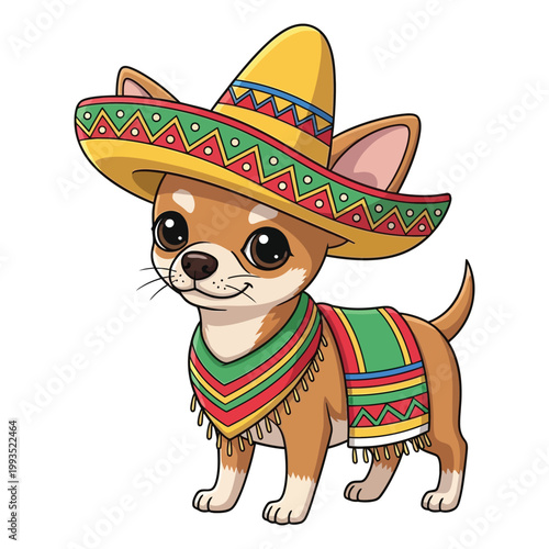Cute chihuahua in traditional mexican attire for a festive cinco de mayo celebration