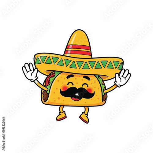 Festive cinco de mayo taco cartoon celebrating mexican heritage delicious food