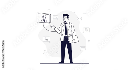 Businessman in Video Call, Online Meeting, Remote Communication, Digital Technology