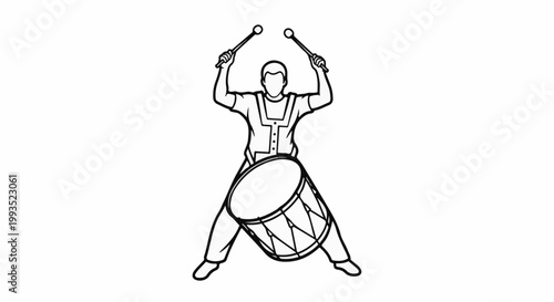 Person in outline playing a drum with sticks