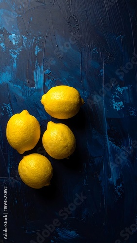 Fresh Lemons on Dark Background.