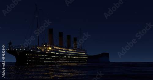 RMS Titanic bei Nacht vor der Kollision mit einem Eisberg