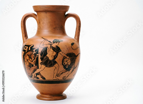 antique greek vase on white