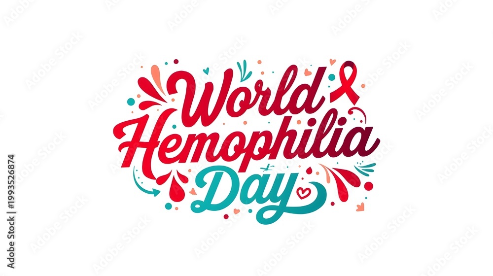 Fototapeta premium World hemophilia day ribbon and drop art.