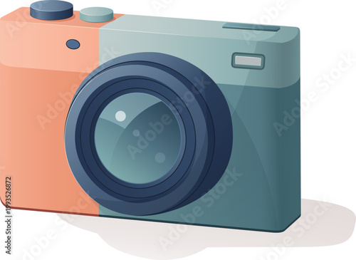 Digital camera vector illustration, photo camera icon for photography, content creation, travel blogging, social media, and media design