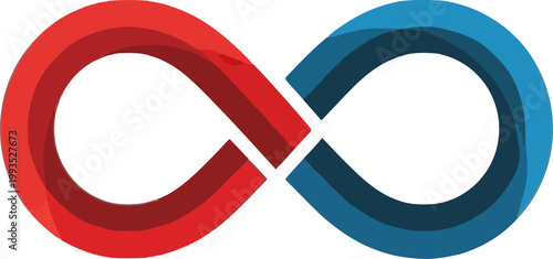 Infinity symbol with red and blue.