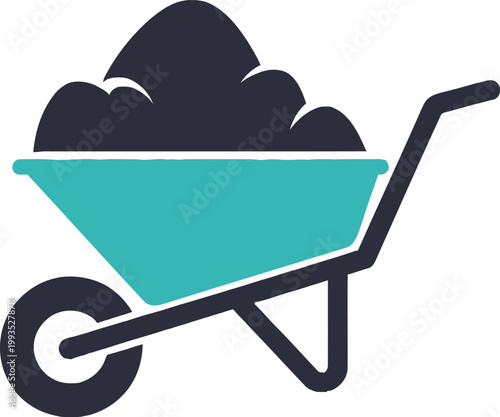 Wheelbarrow Filled with Soil - Construction and Gardening Equipment.