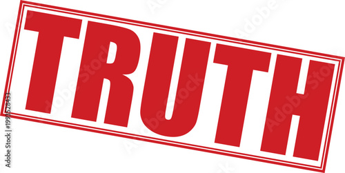 Bold red vector illustration featuring the word truth inside a rectangular outline frame design
