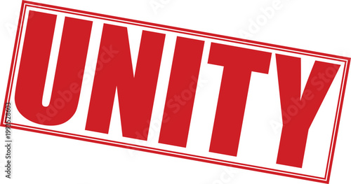 Bold red vector graphic illustration design with the word unity