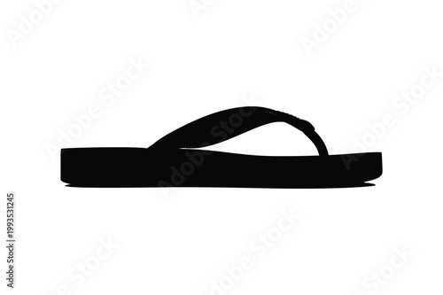 Black flip flop sandal on white background isolated single shoe