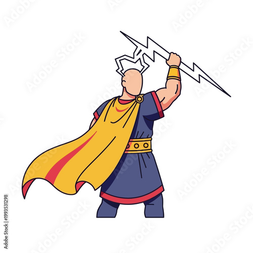 Quadro su tela Mythological God Zeus Holding Lightning Bolt.