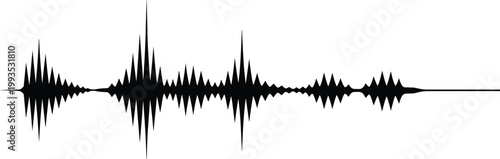 Abstract audio waveform sound wave visualization, music signal frequency pulse, digital voice recording graphic isolated on light background