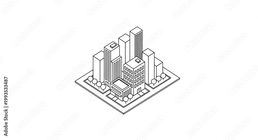 Fototapeta premium Isometric cityscape with modern skyscrapers.
