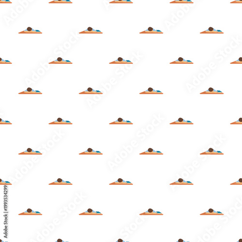 Person lying on a towel sunbathing at the beach forming a repeating pattern