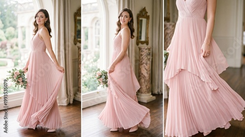  pink bride in a wedding dress