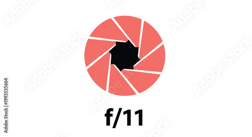 Professional camera lens aperture icon showing an f/11 setting used in photography for controlling light and depth of field.