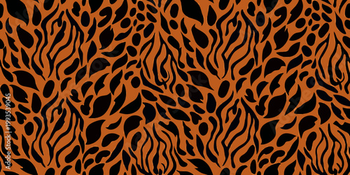 Abstract orange and black pattern resembling animal stripes or flames