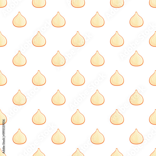 Garlic cloves creating a white and orange seamless food pattern