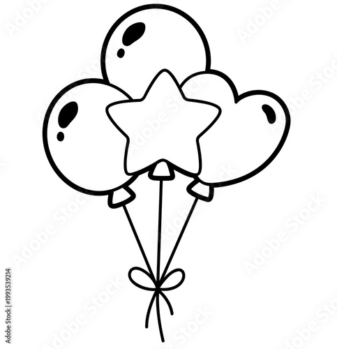 Cute Kawaii Balloons Outline Clipart for Coloring Pages, Party Crafts, Cricut