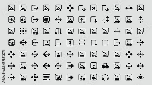 Set of 70 Black UI UX Resize and Image Interaction Vector Icons