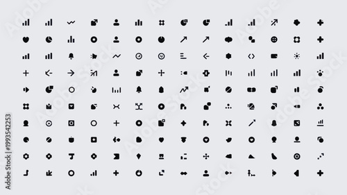 Set of 100 Minimalist Black Business and Finance Vector Icons