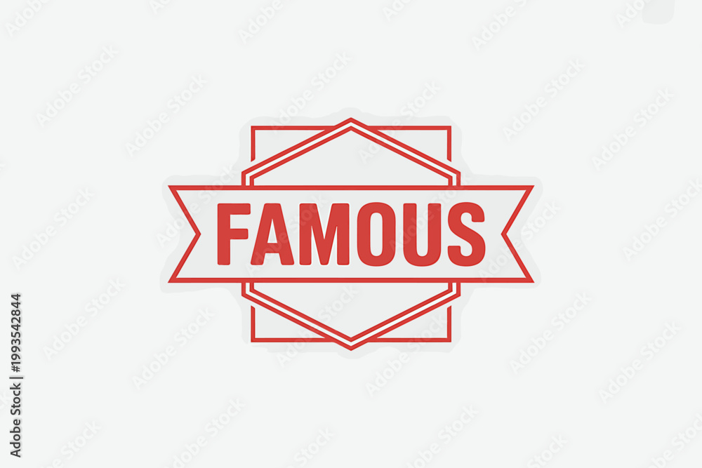 Naklejka premium Red famous sign badge emblem with bold letters isolated on transparent background
