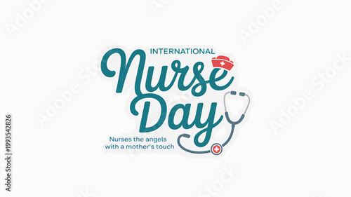 International Nurse Day celebration logo with stethoscope and red cap