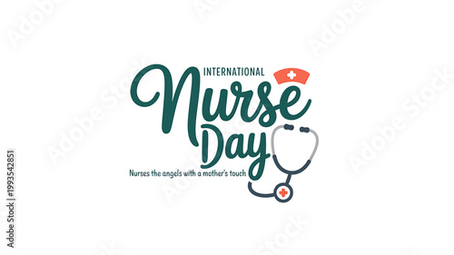 International Nurse Day celebration with stethoscope and nursing cap icon