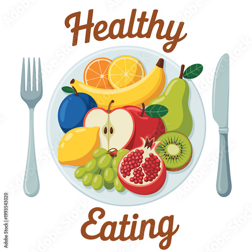 Colorful assortment of fresh fruits arranged on a white plate for healthy eating