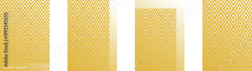 A close-up of four yellow fabric swatches with intricate lace patterns.