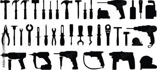 tools outline collection hand tools powertools and workshop gear