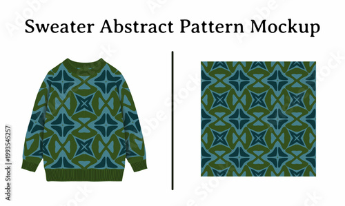 Sweater abstract pattern vector illustration showing a geometric jumper design mockup for modern textile fashion apparel