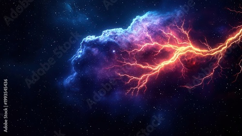 Galaxy shaped like a tree branch with glowing stars as leaves, nature in space concept